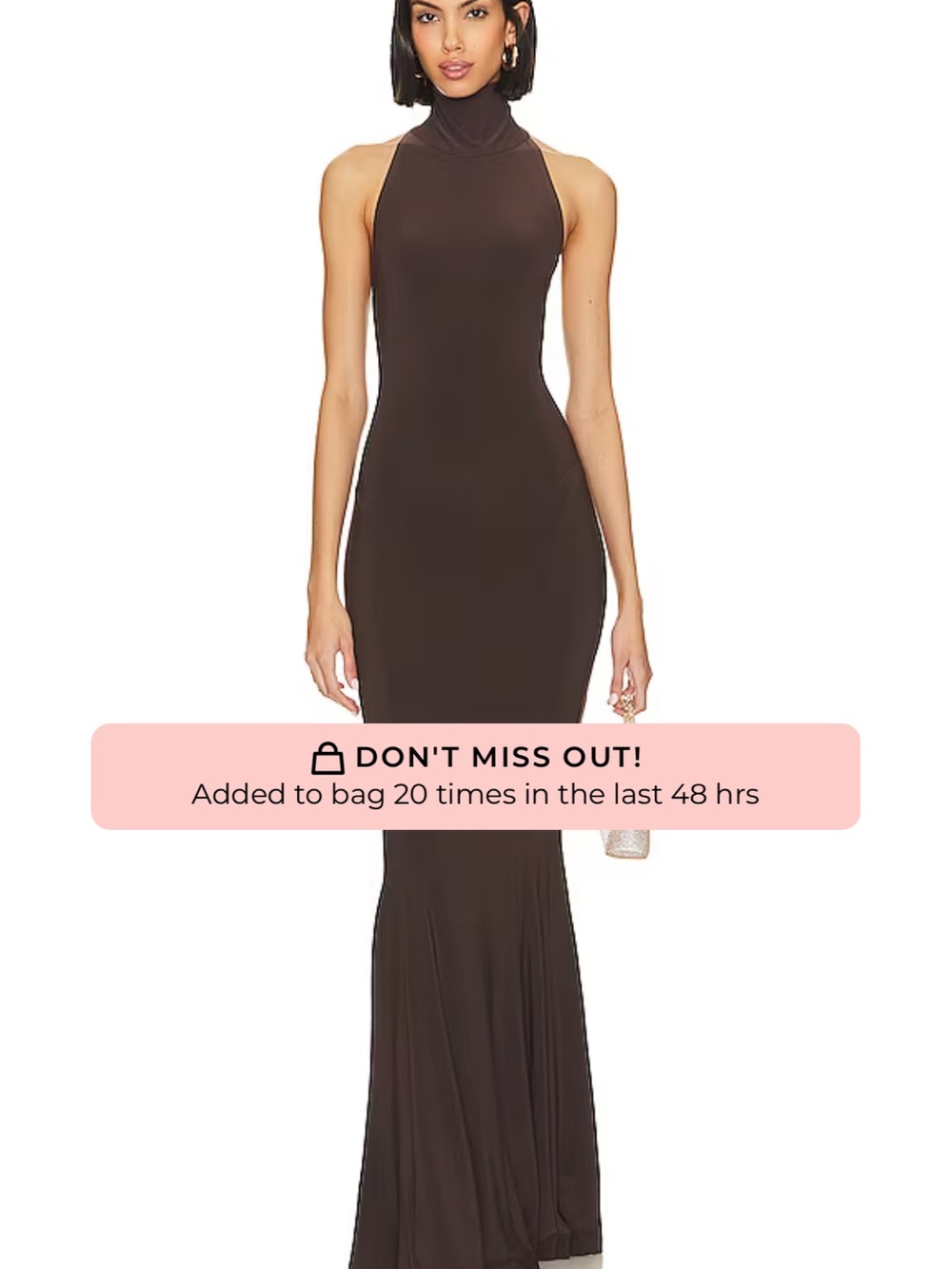 Norma Kamali Sleeveless High Neck Maxi Dress in Brown